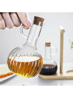 Assess Store 2'li Bambu Stand ile Cam Yağdanlık ve Sirkelik Seti, Yemek Masası ve Sofralarınız Için Bambu Standlı Şık Masa Üstü Yağ ve Sirke Şişeleri