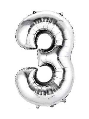 Assess Store 3 Rakam Folyo Gümüş Balon Küçük 35 cm