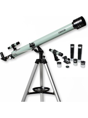 Assess Store Stara 60AZ Refraktör Teleskop, 675 Kata Kadar Çocuklar ve Yetişkinler Için, 3 Mercekli Teleskop Aksesuarları,, Barlow Lens, Dik Lens, Ay Filtresi, Finderscope (SR-100)