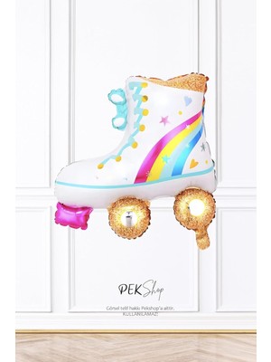 Assess Store Beyaz Paten Folyo Balon Paten Şekilli Balon 9528