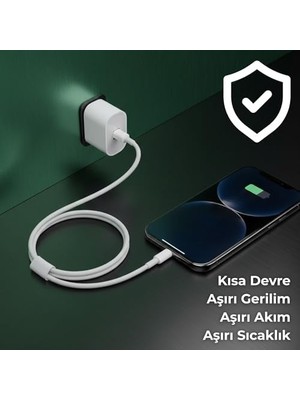 Assess Store Nodar 20W Usb-C To Lightning Pd Hızlı Şarj Seti | 1 Metre Şarj Kablosu Dahil | Dinamik Hızlı Şarj, Kısa Devre Korumalı | Beyaz