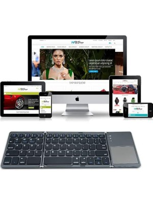 Assess Store Bluetooth Klavye 3 Katmanlı Katlanabilir Portatif Taşınabilir Şık ve Kullanışlı Dokunmatik Yüzeye Sahip Klavye Windows//ıos/smart Tv B033