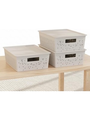 Cekar Store Deconox Seul Çok Amaçlı Kapaklı Saklama Kutusu - Şık ve Dekoratif Dolap Içi Organizer Düzenleyici (4 L / 12 L / 20 L Boy Seçenekli) 3 Renk (Beyaz, 12 Litre)