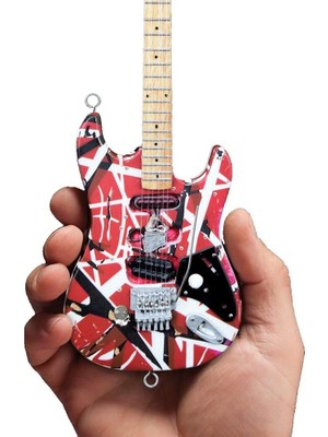 Assess Store Evh Minature Evh Frankenstein Mini Replika Gitar Van Halen (EVH001), Kırmızı ve Beyaz, Kırmızı/beyaz