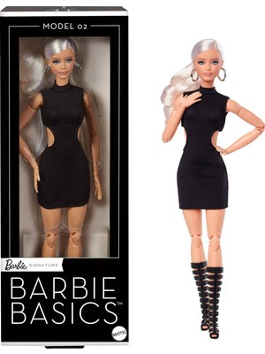 Assess Store Barbıe Basıcs™ Ikonik Bebekler - Sarışın Basics Koleksiyona Uygun Bebek, Siyah Elbisesi ve Gladyatör Çizmeleriyle Sarı Saçlı Model 02 JBH71