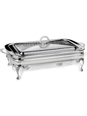 Assess Store Anne Ingiliz Gümüşü Isıtıcılı Dikdörtgen Yemek Servis 46 x 25 x 19 cm