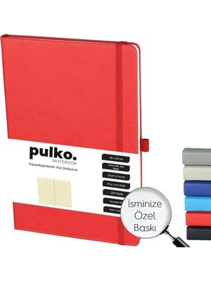 Assess Store Pulko Notebook Not Defteri, 16X24CM, Termo Deri, 224 Sayfa, Çizgili, 041, Kırmızı