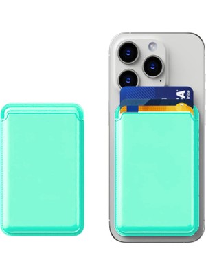 Assess Store ile Uyumlu Magsafe Özellikli Silikon Lansman Cüzdan Kılıf 15 Pro Max/15 Plus/15 Pro/15, 14 Pro Max/14 Plus/14 Pro/14, 13 Pro Max/13 Pro/13, 12 Pro Max/12 Pro/12 (Turkuaz)