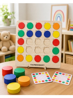 Karbonsoft Montessori Eğitici Ahşap Oyuncak 76 Parça Renk Eşleme-Bulmaca Eğitici Kutu Oyunu
