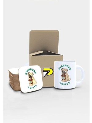 Assess Store Starpugs Köpek Tasarımlı Baskılı Kupa Bardak Seti, Eğlenceli Özel Hediye Mug