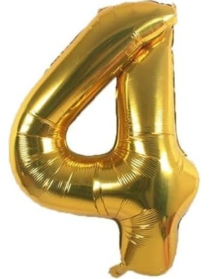 Assess Store Folyo 4 Rakam Balon, Altın Sarısı