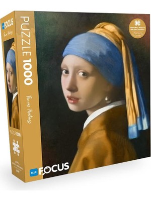 Assess Store Blue Focus 1000 Parça Puzzle - Gırl Wıth A Pearl Earrıng (Inci Küpeli Kız)