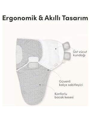 Assess Store Pamuk 3'lü Bebek Kundak ve Uyku Tulumu - Ergonomik Yenidoğan ve Bebek Kundak, 3-6 Ay