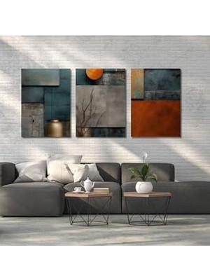 Assess Store 3'lü Kanvas Tablo Seti Kare ve Daire Desenli Renkli Tasarım 40 x 60 GARTNM1710