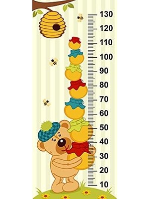 Assess Store Çocuk Odası Bebek Odası Boy Ölçer Boy Cetveli Ayı ve Bal