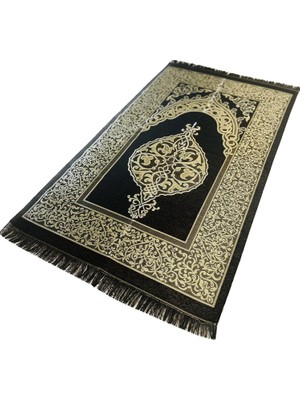 Assess Store Bazachi Mihrab Tafta Taşınabilir Ottoman Seccade/halı - Türkiye'de Üretilmiştir (Siyah)
