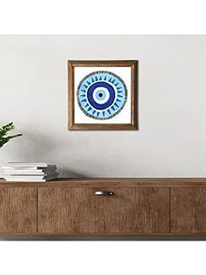 Assess Store Nazar Taş Duvar Tablosu Ahşap Çerçeveli Duvar Dekoru Art 25X25CM W1-245