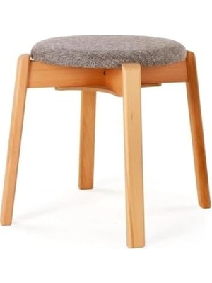Assess Store Arc Kayın Puf Tabure Yuvarlak Modern Bench Oturak Tekli (Gri)