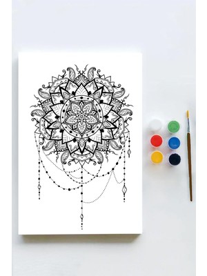 Assess Store (PSTER21577) Mandala Tuval Kanvas Tablo Boyama Hobi Seti 6 (40X60CM)