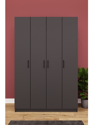 Asra Trend Lüks 4 Kapaklı Gardırop %100 MDF Askılı Çok Amaçlı Düzenleyici Elbise Dolabı G-08