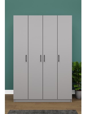 Asra Trend Lüks 4 Kapaklı Gardırop %100 MDF Askılı Çok Amaçlı Düzenleyici Elbise Dolabı G-08