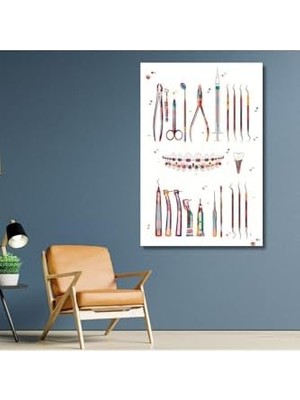Assess Store Tekli Dikey Kanvas Diş Poliklinik Tablosu Diş Aletleri Seti, 40 x 60