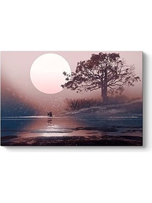Assess Store Büyük Ay ve Kış Manzarası Tablosu 60 x 40