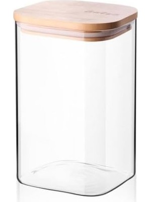 Assess Store 1100ML Sızdırmaz Vakumlu Bambu Kapaklı Borosilikat Cam Kavanoz – Hava Geçirmez & Dayanıklı Gıda Saklama Kabı (10CM x 17CM)