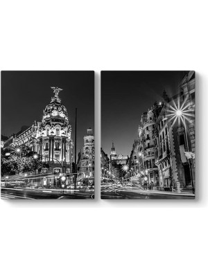 Assess Store Madrid Grand Via Tablosu 103 x 70-2 Parçalı