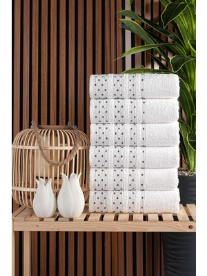 Assess Store 6 Adet 50X90 Desenli Havlu Havlu Havlu Seti El Yüz Havlusu Çeyiz Havlusu 9664523, Beyaz, 50 x 90