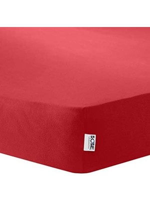 Assess Store Kobe Örme Penye Lastikli Çarşaf, Tek Kişilik, Kırmızı, Pamuk-Elastan 230 G/m2