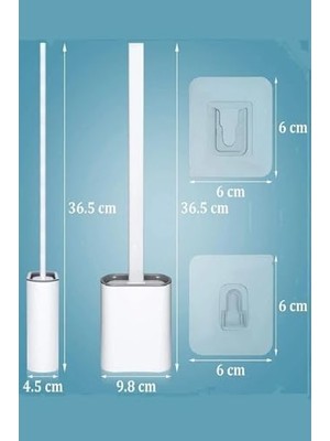 Assess Store Tuvalet Fırçası Beyaz Renk Silikon Klozet Wc Banyo Küvet Temizleme Fırçası Antibakteriyel Kolay Temizlenir Delmeden Duvara Monte Ürün Boyutu: 36.5cm x 10CM x 4.1cm (Beyaz)