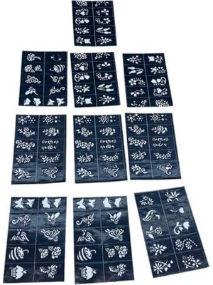 Assess Store Kına Dövme Şablonu Seti, 10X14 Cm, 12 Parça, Geçici Dövme Desenleri