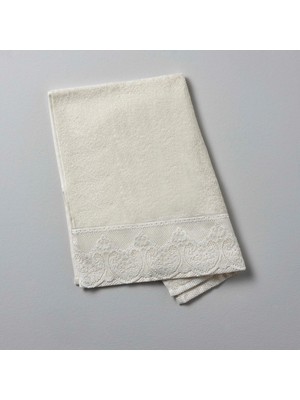 Assess Store Lace Pamuk 50X80 cm Yüz Havlusu Ekru