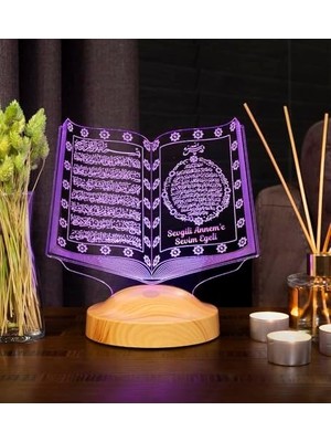 Assess Store Hediye, Günü Hediyesi, Canım Annem Hediyesi Kuran-I Kerim 3D LED Lamba, Dini Hediye