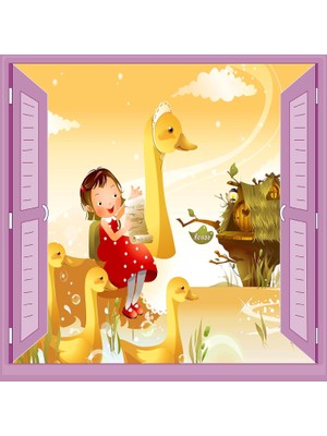 Assess Store Çocuk Odası Bebek Odası Pencere Poster Duvar Kağıdı Ördekler