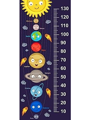 Assess Store Çocuk Odası Bebek Odası Boy Ölçer Boy Cetveli Gezegenler