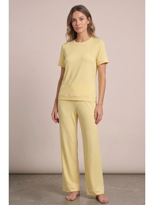 Jaya Pamuklu Kısa Kollu Pijama Takımı / Sarı