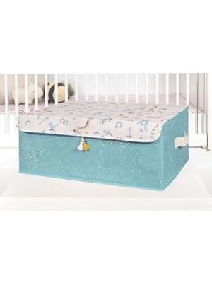 Assess Store Buti Baby Püsküllü Kapaklı Kutu Düzenleyici Çok Amaçlı Organizer Kutu Boy Turkuaz 104249