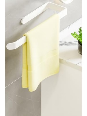 Assess Store Banyo Beyaz Lüks Tasarım Lamalı Solo Havluluk Güçlü Yapışkan Özelliği ile Düşmeyen Havluluk