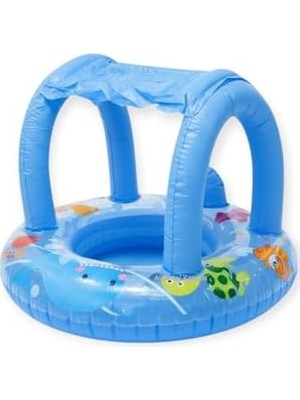 Assess Store Güneş Korumalı Gölgelikli Bebek Yüzme Simidi Oturaklı Bebek Deniz Havuz Simidi