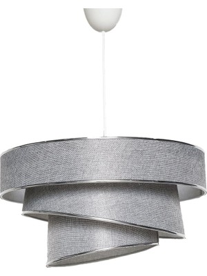 Assess Store Modern Açık Gri Kumaş ve Metal Gövde - Dekoratif Asma Tavan Lambası LED ve Ampul Uyumlu