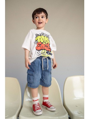 DeFacto Regular Fit Pamuklu Lastikli Bel Jean Şort Erkek Bebek G7554A526SM