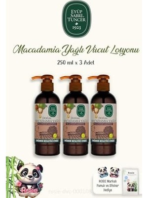 Assess Store 3'lü Doğal Macadamia Yağlı El ve Vücut Losyonu 250 ml ve Rosıe