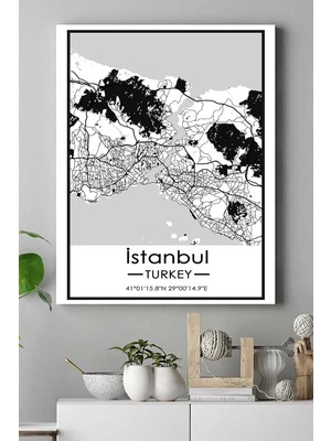 Assess Store (PSTER14394) Istanbul Harita Dekoratif Tasarım Kanvas Tablo 21 x 30