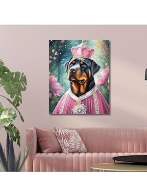 Assess Store Tekli Dikey Kanvas Duvar Tablosu Prenses Kostümlü Labrador Köpek 70 x 100 GARTNM7324