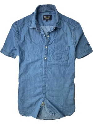 Gulf Bird Slim Fit Nefes Alan Ince Terletmez Saf Pamuk Kumaş Kısa Kol Kot Gömlek K.mavi