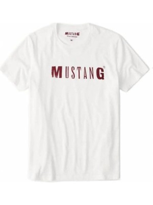 Mustang Logolu Beyaz Tişört