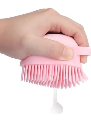 Assess Store Silikon Masajlı Duş Fırçası – Şampuan Hazneli Vücut ve El Temizleme Scrubber | Yumuşak Silikon Banyo Masaj Kesesi