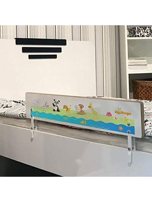 Assess Store Baby AGU-088-9-3-DSN Hayvan Desenli Ahşap Yatak Bariyeri 90X30, Beyaz